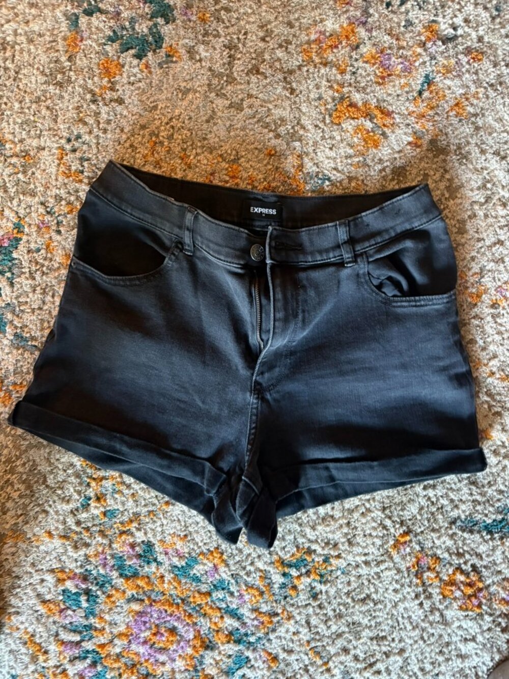 Express Super High Rise Cuffed Denim Shorts